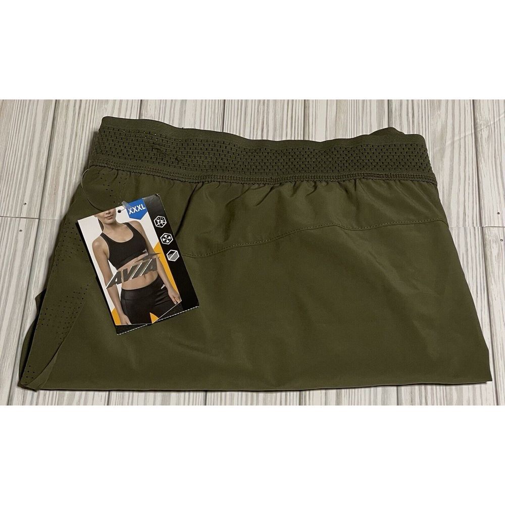Avia Skort Women 3XL(22) Elastic Waist Perforated Tech Pocket Olive AV2010024‎
